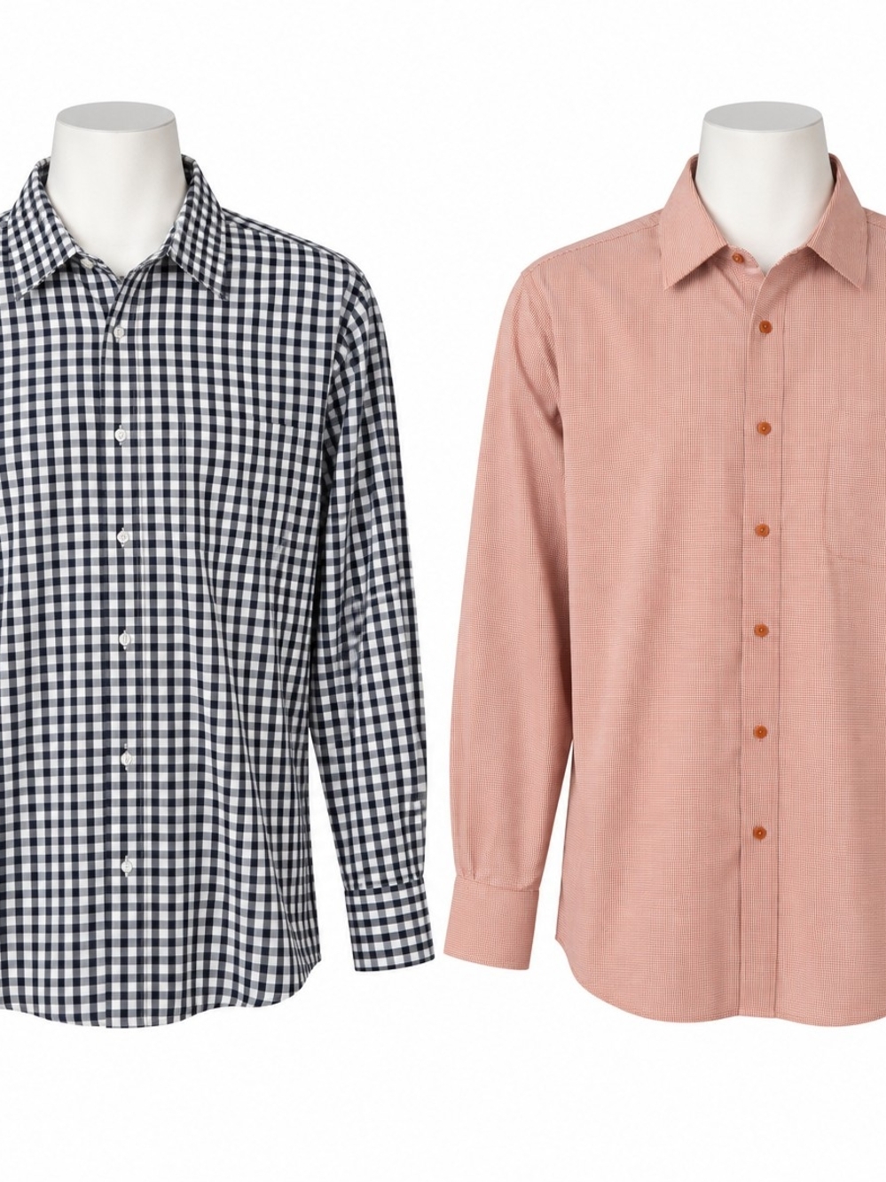 Lucasini Men's Long-Sleeve Dress Shirt - Pink Solid /Black White 18.5 36/37 BOTH